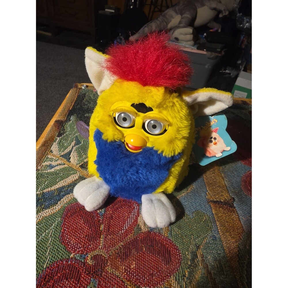 Vintage Furby Babies Interactive Plush Toy Yellow Blue Red Tags Tested Working